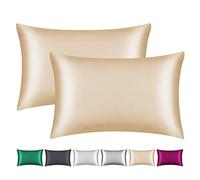 Smbeope - Confezione da 2 federe in 100% seta di gelso, ottima per capelli e pelle, con cerniera nascosta, federa per cuscino in seta naturale da 22 momme su entrambi i lati, morbida, traspirante e