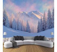 SMBHIAON Carta Da Parati Fotografica 3D Effetto Alberi Elementi Montagna - Paesaggio Invernale Innevato Montagna Carta Per Pareti Soggiorno Camera Da Letto Sala Fotomurali (300L × 210A cm)