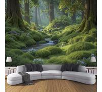 SMBHIAON Carta Da Parati Fotografica 3D Effetto Modello Vegetazione Muschio Verde - Paesaggio Foresta Densa Carta Per Pareti Soggiorno Camera Da Letto Sala Fotomurali (250L × 175A cm)