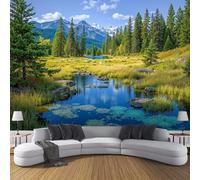 SMBHIAON Carta Da Parati Fotografica 3D Effetto Paesaggio Del Lago Della Foresta - Paesaggio Del Parco Nazionale Carta Per Pareti Soggiorno Camera Da Letto Sala Fotomurali (200L × 140A cm)