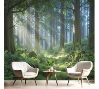 SMBHIAON Carta Da Parati Fotografica Paesaggio Progettazione Piante Felce Verde, Paesaggio Foresta Densa Murales Fotografici, Carta Da Parati Per Soggiorno 200L × 140A cm, Verde Scuro