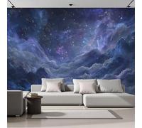 SMBHIAON Carta Da Parati Scene Cosmiche Misteriose,400L×280Acm Fotomurali In Seta Cielo Stellato Scena Nuvole 3D Decorazione Da Muro Xxl Poster Gigante Design Per Ufficio Tv Sfondo - Blu Scuro