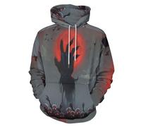 SMBHIAON Felpe con Cappuccio per Uomo e Donna con Scena Oscura E Inquietante 3D Interessante, Unisex Creativo Moda Enorme Mano di Zombi Hooded Pullover Manica Lunga Coulisse Sweatshirt con Tasca