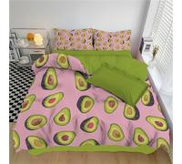 SMBHIAON Illustrazioni Di Frutta Set Di Biancheria Da Letto Per Bambini 240X220Cm,Graziosi Motivi Di Avocado Dimensioni Taglia King Size - Copripiumino+Federa 50X80Cm,Rosa Chiaro