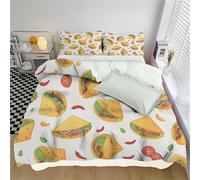 SMBHIAON Set Biancheria Da Letto,Copripiumino 200X200Cm Con 2 Federe 50X80Cm, Copripiumino Tema Cibo Carino Copri Piumino In Microfibra,Stampato In Tortillas Cartoni Animati Motivo Peperoncino