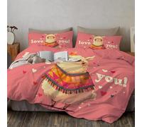 SMBHIAON Set Biancheria Da Letto,Copripiumino 200X200Cm Con 2 Federe 50X80Cm, Copripiumino Tema Dolce Dei Cartoni Animati Copri Piumino In Microfibra,Stampato In Grazioso Motivo A Cammello