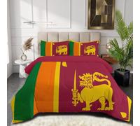 SMBHIAON Trapunta Invernale Imbottita Letto Piazza E Mezza 240x220cm DoubleFace Celebrazione Nazionale,Bandiera Dello Sri Lanka - Piumino Reversibile in morbida Microfibra -Rosso Scuro Piumone