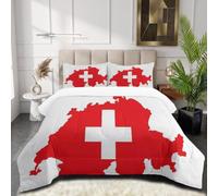 SMBHIAON Trapunta Piazza E Mezza, Con Bandiera Della Svizzera, Trapunta 4 Stagioni, Gloria Nazionale, Piumone Rosso Bianco, Letto 200x200cm Federa, Reversibile Piumino Senza Copertina
