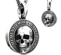SMchwbc Memento Mori - Collana con ciondolo a forma di teschio, Pendant per Halloween Carpe Diem