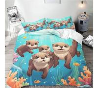 SMchwbc Otter Biancheria da Letto 135 x 200 cm - Graziosa Stampa 3D per Ragazzi e Ragazze - 100% Microfibra Copripiumino (200 x 200 cm, 10)