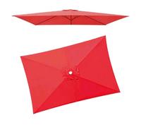 SMCMGECEUZ Telo di Ricambio per Ombrellone da Giardino 3x2m Copertura di Ombrellone Rettangolare 6 Stecche Tessuto di Ricambio per Ombrellone da Spiaggia Piscina(Red)