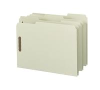 Smead 100% Recycled Pressboard Fastener file Folder, 1/3-cut Tab, 2,5 cm expansion, Letter size, grigio/verde, 25 per box (15003)