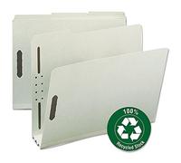 Smead Cartella portadocumenti in cartone pressato riciclato al 100%, linguetta tagliata da 1/3, espansione da 3 pollici, formato lettera, grigio/verde, 25 per scatola (15005)