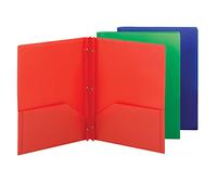 Smead - Cartellina a 2 tasche, con chiusura a tre fori, formato lettera Red, Blue, Green