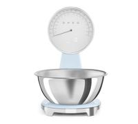 Smeg, Bilancia da Cucina Digitale e Analogica KSF01PBWW, Ciotola in Acciao Inox 1,8L Removibile, Quattro Unità di Misura g/ml e lb.oz/fl.oz, con Funzione Tara, Portata Massima 5kg, Azzurro Pastello