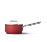 Smeg, Casseruola a un Manico Antiaderente CKFS2011RDM con coperchio incluso, Diametro 20 cm, Manico in Acciaio Inossidabile, Per Tutti i Piani Cottura, Fino a 250° in Forno, Capacità 2,8L, Rosso