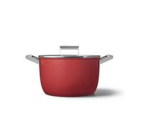 Smeg Casseruola antiaderente 2 manici con coperchio Ø 26 cm, rosso Casseruola antiaderente 2 manici con coperchio Ø 26 cm, rosso