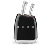 Smeg, Ceppo di Coltelli KBSF02BL, 6 Coltelli Inclusi in Acciaio Inox, Corpo del Ceppo in Acciaio Inox e Alloggio Coltelli in Legno di Acacia, Nero