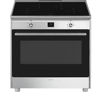 Smeg Cucina 4 Fuochi a Induzione con Forno Elettrico Ventilato 90x60 cm Classe A colore Inox - CG90CIXT