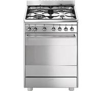 Smeg Cucina a Gas 4 Fuochi Forno Elettrico Multifunzione Ventilato con Grill Larghezza x Profondità 60x60 cm Classe energetica A Pulizia a Vapore colore...