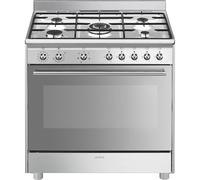 SMEG Cucina 90x60 cm, Estetica Classica, Serie Concerto, Piano cottura a gas, Forno termoventilato - SX91GM