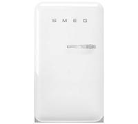 Smeg, FAB10LWH6 Frigorifero Tavolo Top Vintage 1 Anta, 122L, Cerniere a Sinistra, Freddo Statico, Congelatore 17L, 1 Clayette Regolabile, 1 Vassoio Verdure e Illuminazione LED, H 97 cm, Bianco