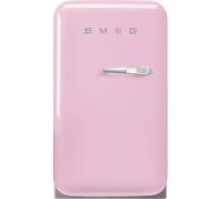Smeg, FAB5LPK6 Frigorifero Minibar Vintage una porta, 34L, Cerniere a sinistra, Freddo statico, 2 ripiani regolabili, portabottiglie e illuminazione a LED, H 72,5 cm, Rosa