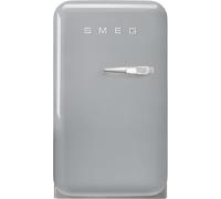 Smeg, FAB5LSV6 Frigorifero Minibar Vintage One Porte, 34L, Cerniere a Sinistra, Freddo Statico, 2 Clayette Regolabili, Portabottiglie e Illuminazione LED, H 72,5 cm, Grigio Argento