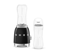 Smeg, Frullatore Compatto PBF01BLEU, 2 Livelli di Velocità, Sicurezza Blocco Motore, 2 Bottiglie da 600 ml in Dotazione, Base Antiscivolo, Avvolgicavo Integrato, 300W, Nero