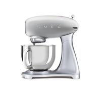 Smeg, Impastatrice Planetaria SMF02SVEU, 10 Velocità, Smooth Start, Ciotola da 4,8 L, Sicurezza Blocco Motore, Frusta Filo, Frusta Piatta, Gancio e Coperchio Versatore in Dotazione, 800W, Silver
