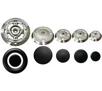 Smeg - Kit 5 bruciatori Sabaf completi di piattelli spartifiamma Opachi satinati 4 fuochi + tripla corona per cucina piano cottura 5 fuochi - Made in Italy - SM06/1