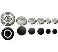 Smeg - Kit 6 bruciatori Originali Sabaf completi di piattelli spartifiamma Opachi satinati 5 fuochi + tripla corona per cucina piano cottura 6 fuochi - Made in Italy - SM25/1