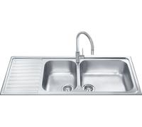 Lavello incasso semifilo 2 vasche e gocciolatoio sinistro 116x50 inox - Smeg LGM