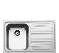 Smeg Lavello ad una vasca con gocciolatoio a destra SP791D-2 finitura acciaio inox spazzolato da 79 cm