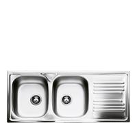 SMEG LAVELLO INOX DUE VASCHE GOCCIOLATOIO A DESTRA LYP116D NEW