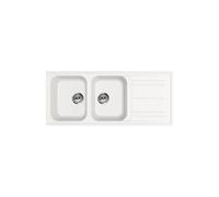 SMEG - Lavello LZ116B 2 Vasche con Gocciolatoio Dimensioni 116 x 50 cm Colore Bianco Serie Rigae