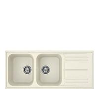 SMEG Lavello LZ116P 2 Vasche con Gocciolatoio Dimensioni 116 x 50 cm Colore Panna Serie Rigae