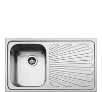Smeg Lavello una vasca con gocciolatoio a destra SP861D finitura acciaio inox spazzolato da 86 cm