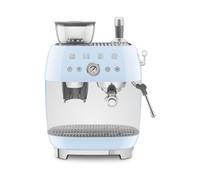 Smeg, Macchina da Caffè Espresso Manuale EGF03PBEU, con Macinacaffè Integrato, Thermoblock, 4 Livelli di Temperatura, Lancia a Vapore e Manometro, Serbatoio da 1 L, Dimensioni Compatte, 1350W, Azzurro