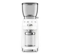 Smeg, Macinacaffè CGF11WHEU, Livello di Macinatura Regolabile, 30 Step di Macinatura, Contenitore Chicchi Caffè da 350g, Quantità di macinatura regolabile, con Sistema Antistatico, 150W, Bianco