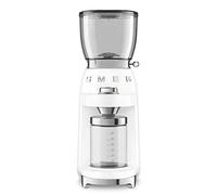 Smeg, Macinacaffè CGF11WHEU, Livello di Macinatura Regolabile, 30 Step di Macinatura, Contenitore Chicchi Caffè da 350g, Quantità di macinatura regolabile, con Sistema Antistatico, 150W, Bianco