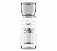 Smeg, Macinacaffè CGF11WHEU, Livello di Macinatura Regolabile, 30 Step di Macinatura, Contenitore Chicchi Caffè da 350g, Quantità di macinatura regolabile, con Sistema Antistatico, 150W, Bianco