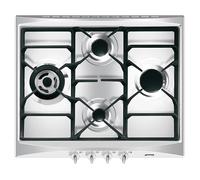 Smeg Cucina SR264XGH2 piano cottura Nero, Argento Da incasso 60 cm Gas 4 Fornello(i)