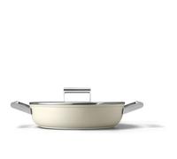 Smeg, Tegame Antiaderente CKFD2811CRM con Coperchio Incluso, Diametro 28 cm, Maniglie Laterali in Acciaio Inox, Per Tutti i Piani Cottura, Fino a 250° in Forno, Capacità 3,7L, Panna