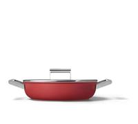 Smeg, Tegame Antiaderente CKFD2811RDM con Coperchio Incluso, Diametro 28 cm, Maniglie Laterali in Acciaio Inox, Per Tutti i Piani Cottura, Fino a 250° in Forno, Capacità 3,7L, Rosso