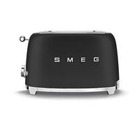 Smeg, Tostapane 2x2 TSF01BLMEU, 2 Scomparti da 36mm, 6 Livelli di Doratura, Funzione Riscaldamento, Scongelamento e Bagel, Espulsione Automatica del Pane, Cassetto Raccoglibriciole, 950W, Nero