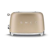 Smeg, Tostapane 2x2 TSF01CHMEU, 2 Scomparti da 36mm, 6 Livelli di Doratura, Funzione Riscaldamento, Scongelamento e Bagel, Espulsione Automatica del Pane, Cassetto Raccoglibriciole, 950W, Champagne