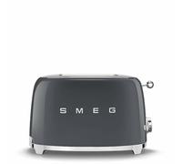 Smeg, Tostapane 2x2 TSF01GREU, 2 Scomparti da 36mm, 6 Livelli di Doratura, Funzione Riscaldamento, Scongelamento e Bagel, Espulsione Automatica del Pane, Cassetto Raccoglibriciole, 950W, Grigio