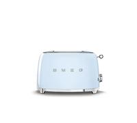 Smeg, Tostapane 2x2 TSF01PBEU, 2 Scomparti da 36mm, 6 Livelli di Doratura, Funzione Riscaldamento, Scongelamento e Bagel, Espulsione Automatica del Pane, Cassetto Raccoglibriciole, 950W, Azzurro