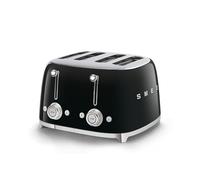 Smeg, Tostapane 4x4 TSF03BLEU, 4 Scomparti per 4 fette, 6 Livelli di Doratura, Funzione Riscaldamento, Scongelamento e Bagel, Espulsione Automatica del Pane, 2 Cassetti Raccoglibriciole, 2000W, Nero